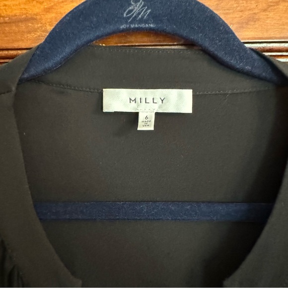 Milly Black Silk Blouse Size 6 - Picture 2 of 9